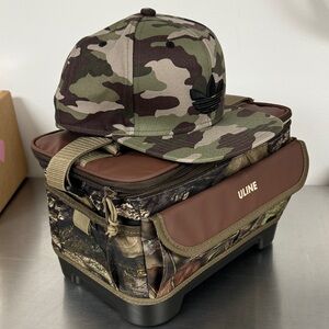Adidas trefoil Camo Snapback Hat - Green Camo plus a camo uline cooler! Bundle!